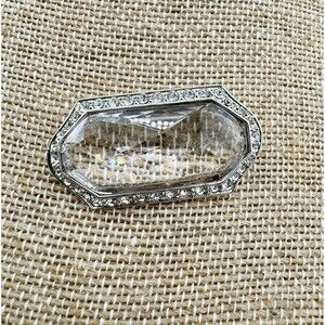 Vintage Monet Brooch Faceted Clear Glass Rhinestone Gatsby Timeless Retro